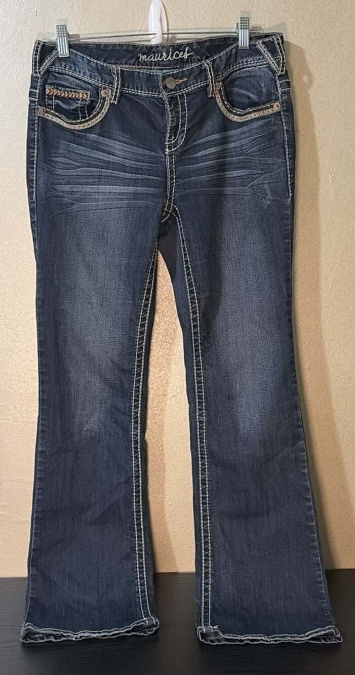 maurices Women's Dark Wash Bootcut Jeans with Heavy Stitching Size 9/10 Reg